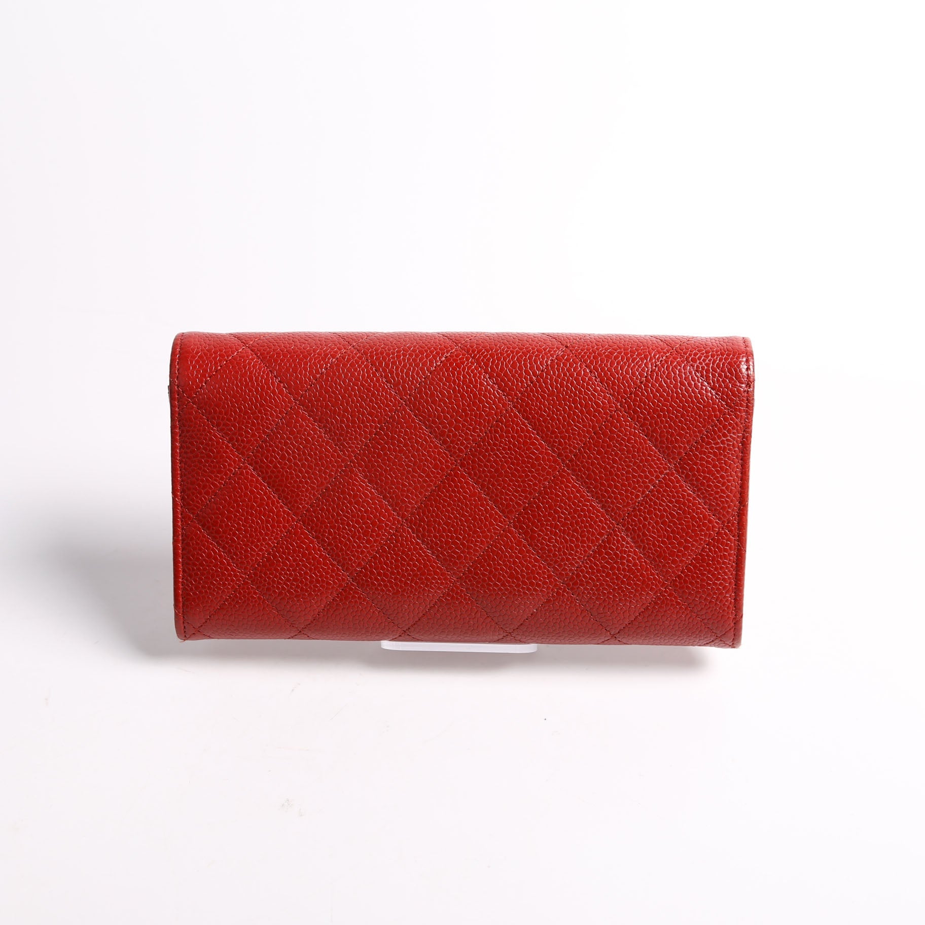Caviar Quilted Large Flap Wallet 21M Red