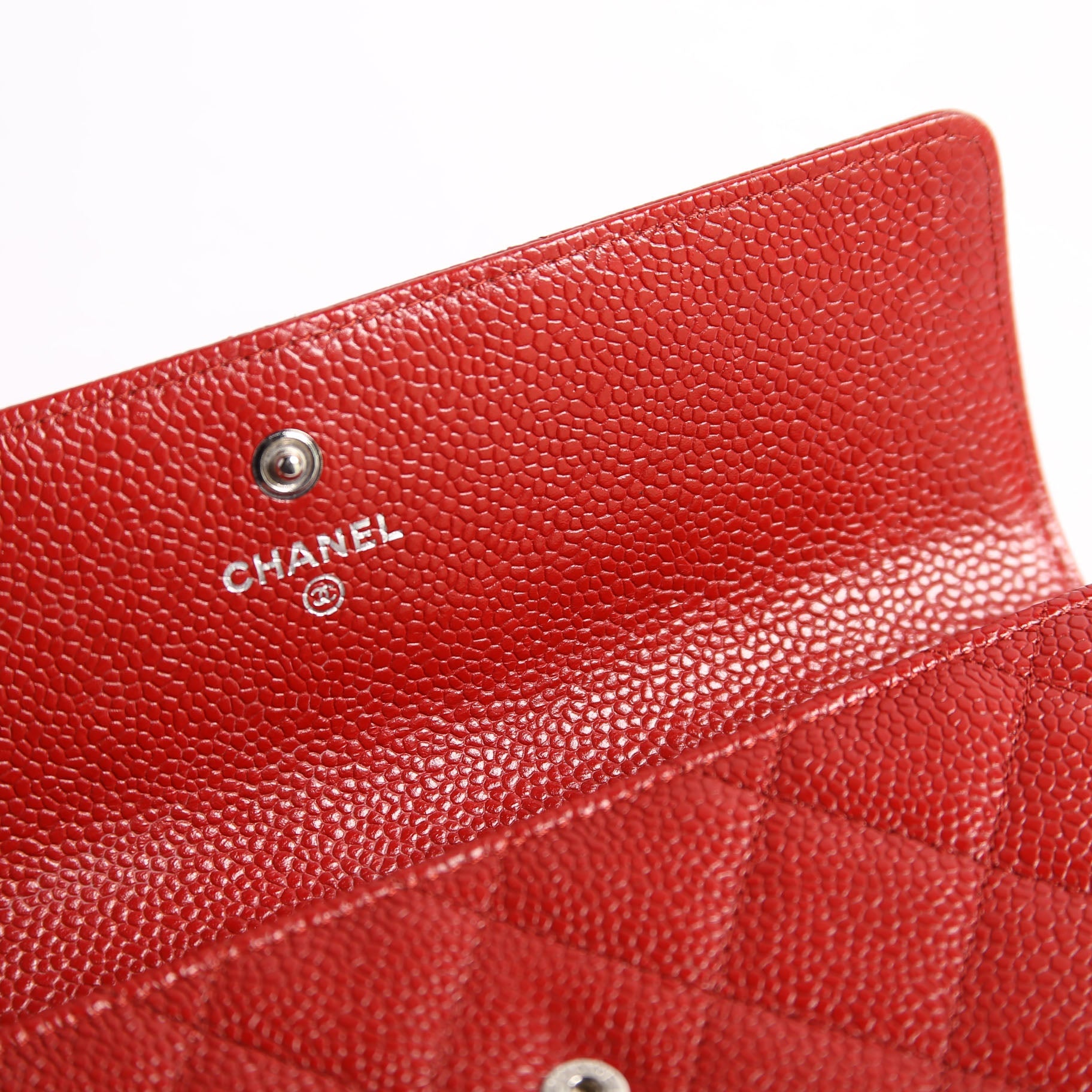 Caviar Quilted Large Flap Wallet 21M Red