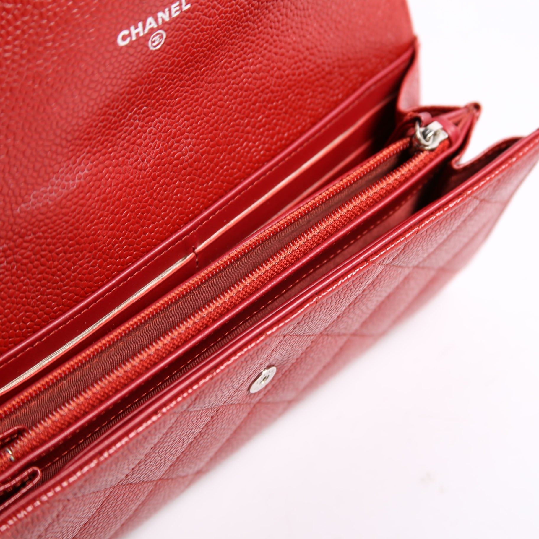Caviar Quilted Large Flap Wallet 21M Red