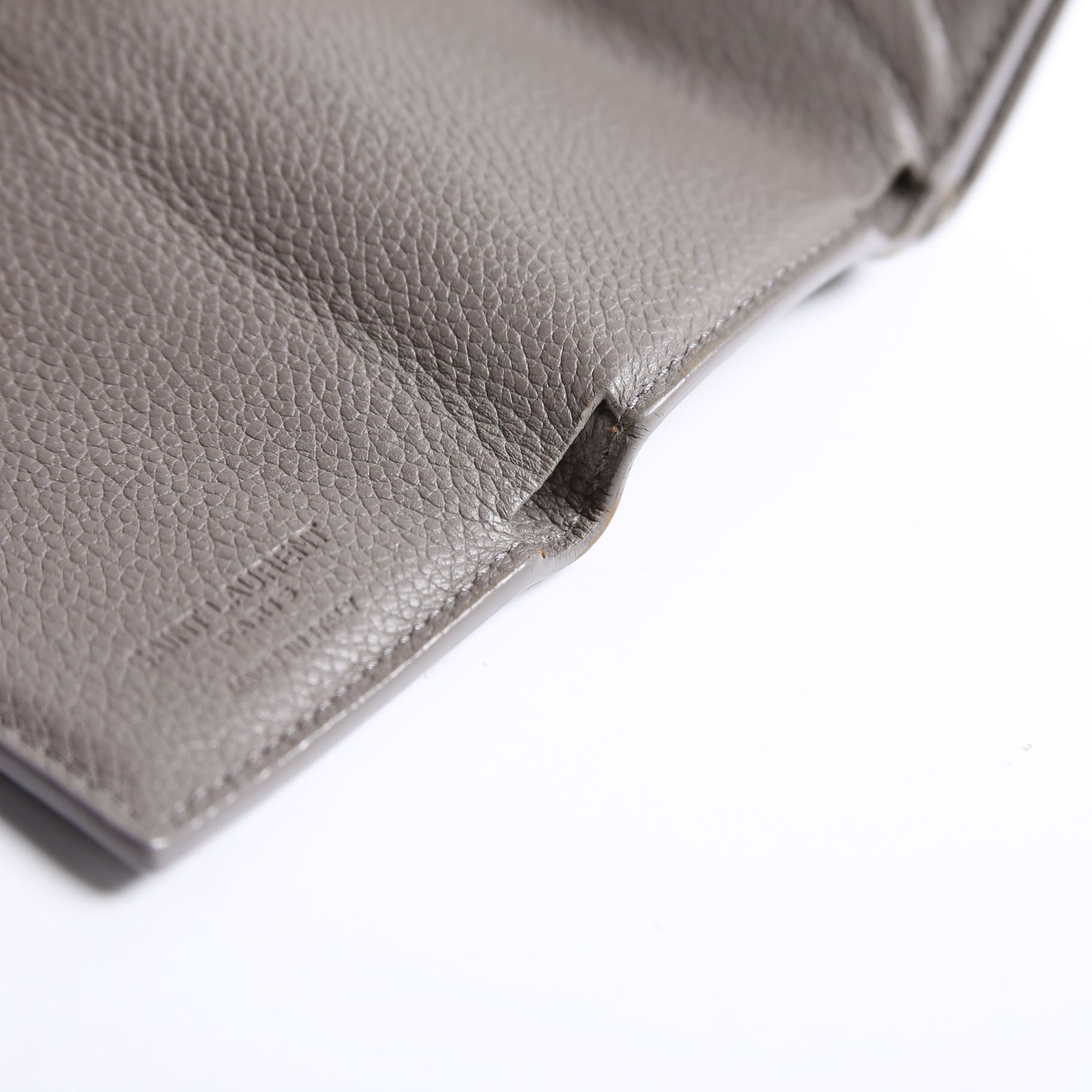 SAINT LAURENT Trifold Compact Wallet 459784 Taupe