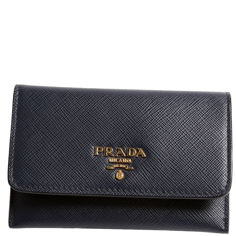 1MC362 Saffiano Metal Card Holder Navy