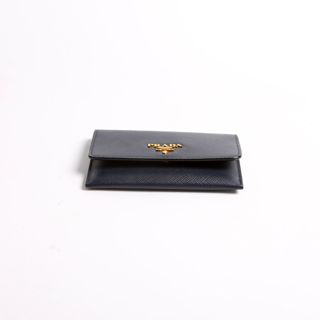 1MC362 Saffiano Metal Card Holder Navy
