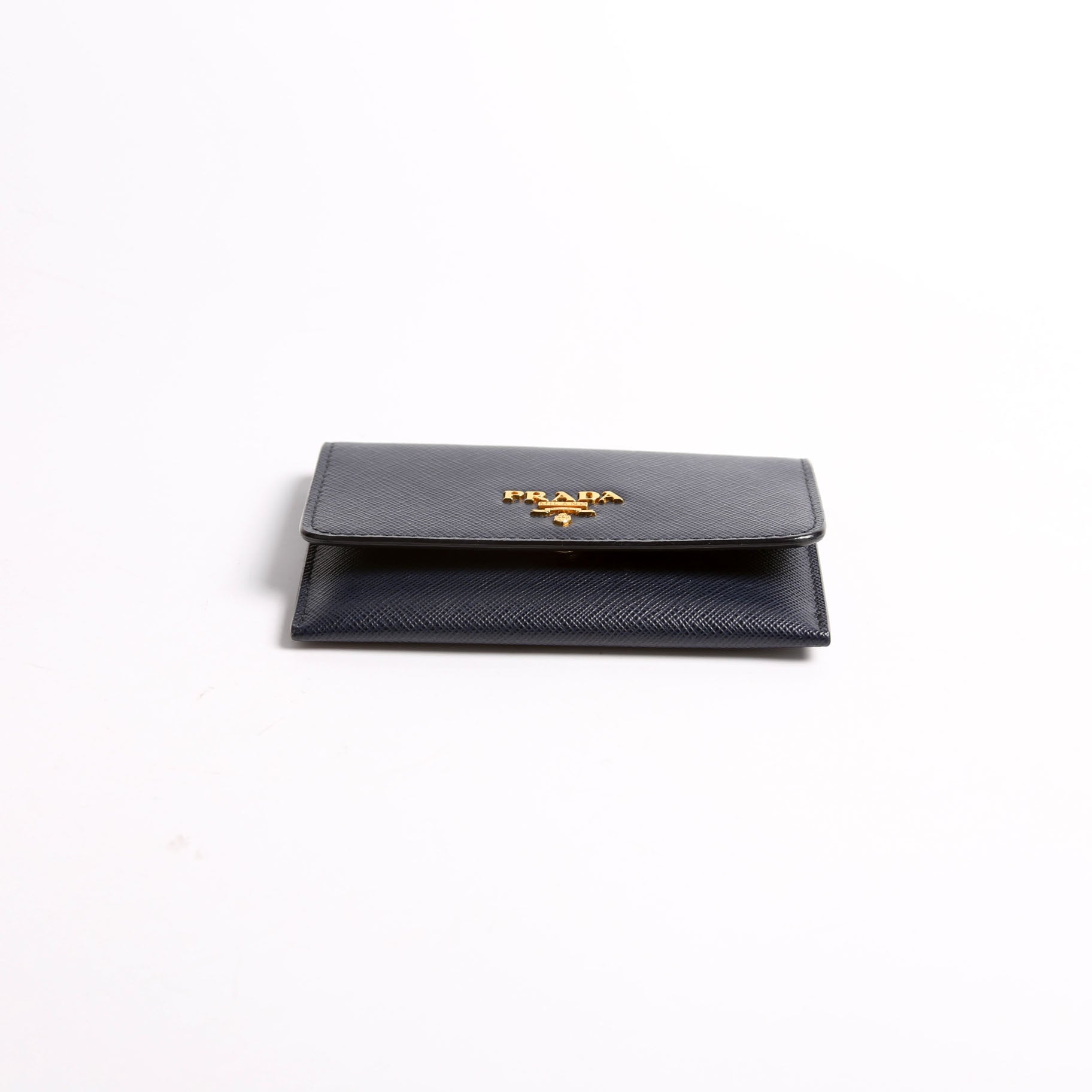 1MC362 Saffiano Metal Card Holder Navy