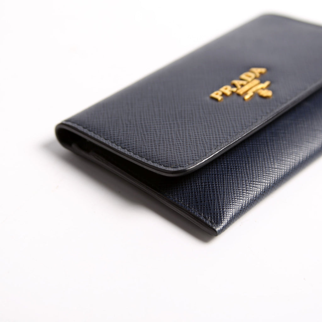 1MC362 Saffiano Metal Card Holder Navy