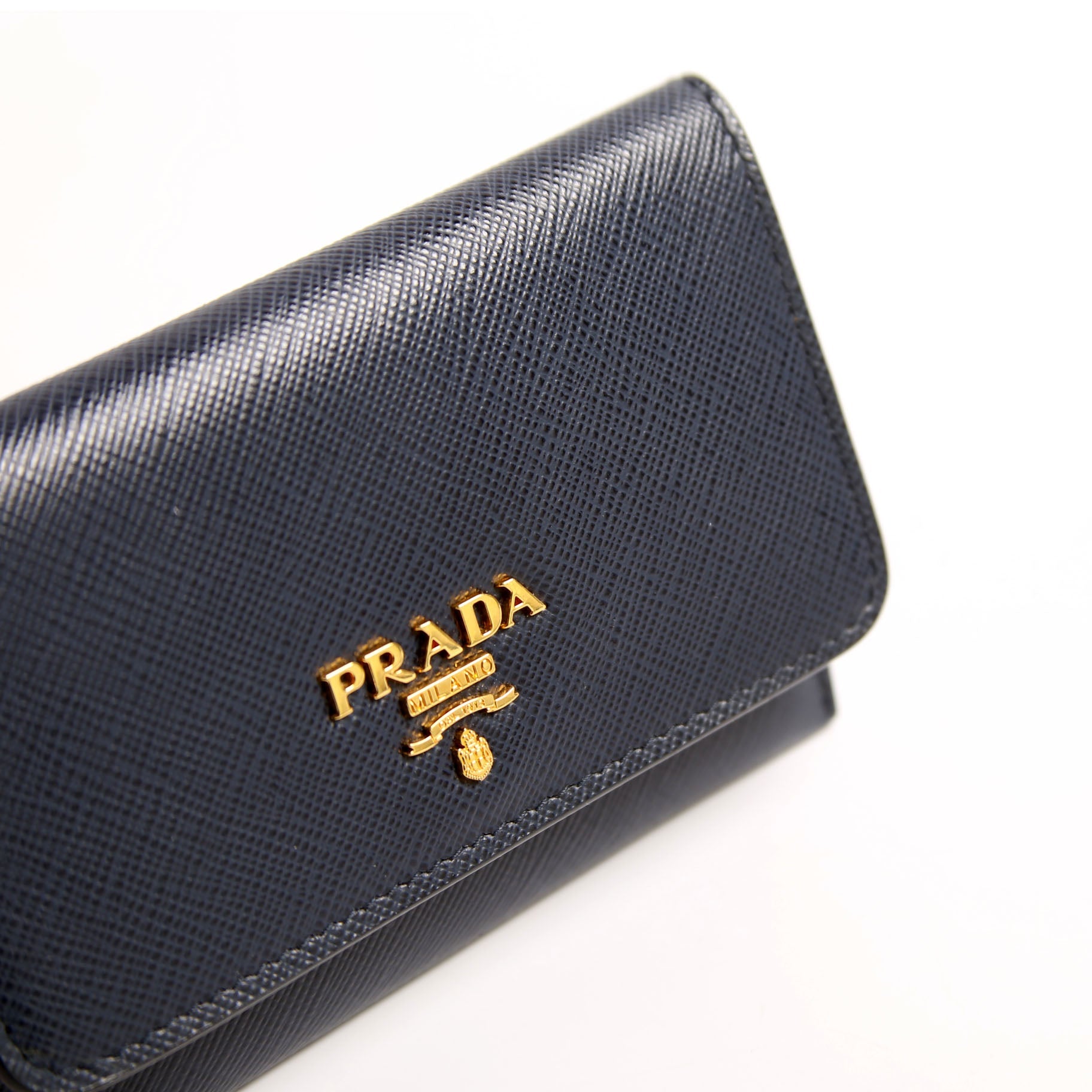 1MC362 Saffiano Metal Card Holder Navy