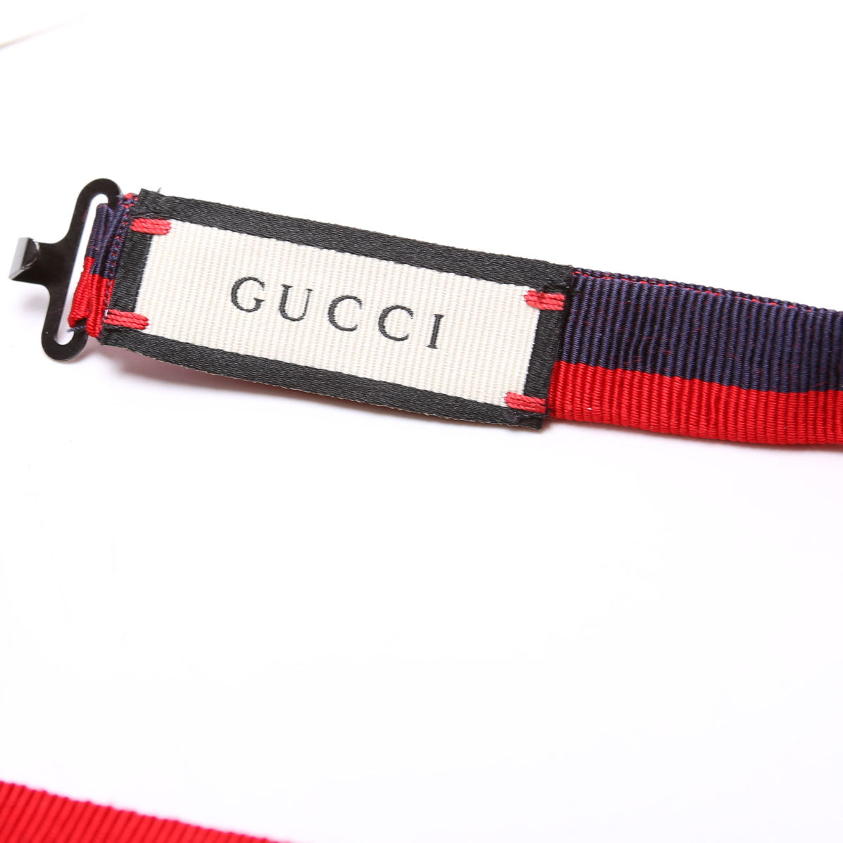 Gucci Ribbon Feline Head Choker Necklace Navy/Red