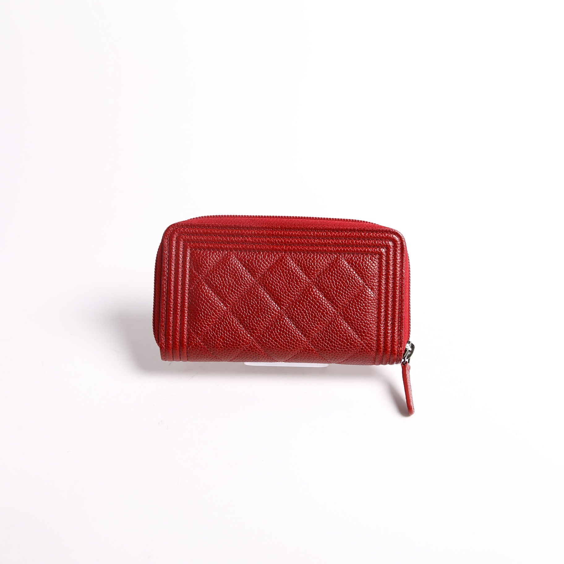 Boy Wallet Zip Around Small Quilted Caviar 20M Red