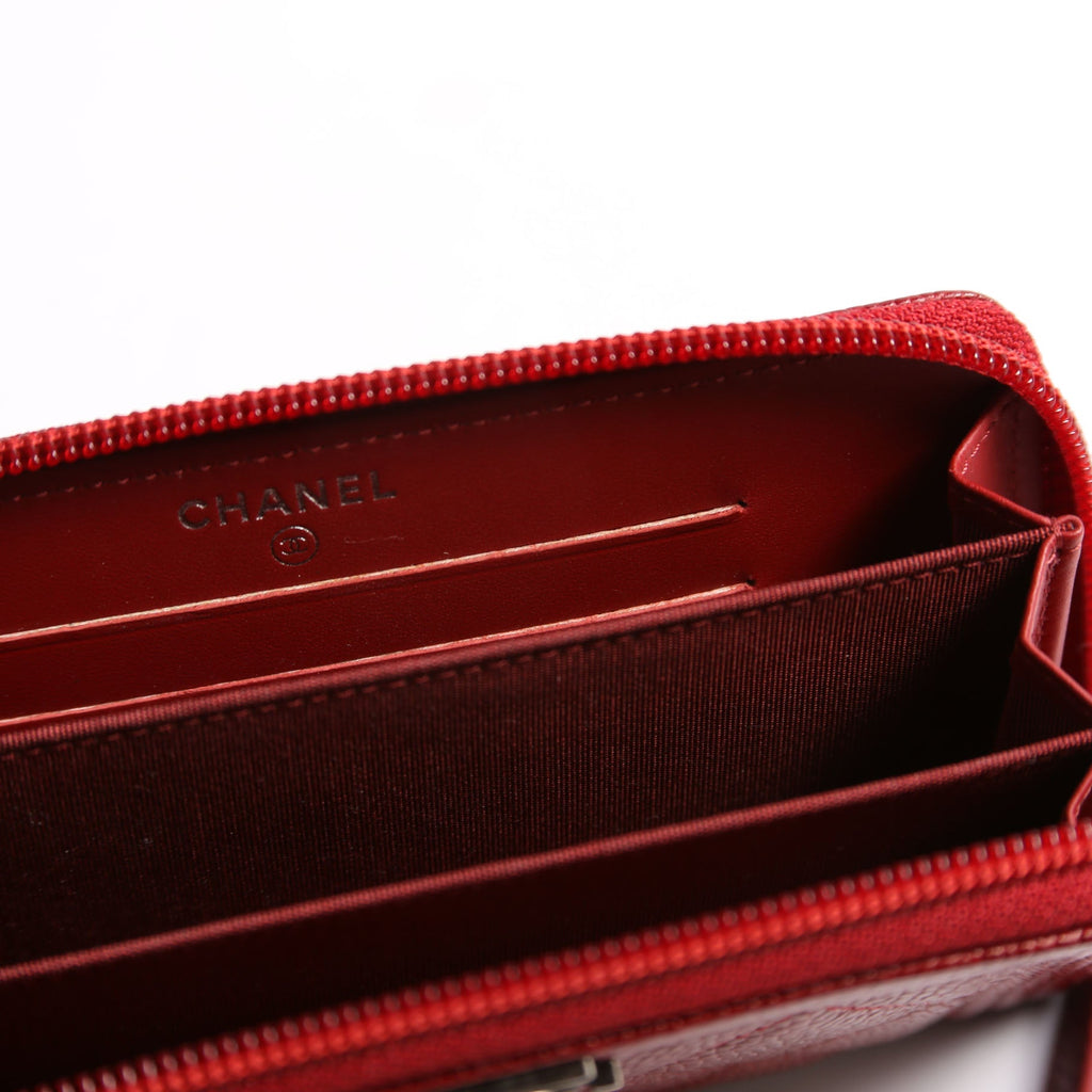 Boy Wallet Zip Around Small Quilted Caviar 20M Red