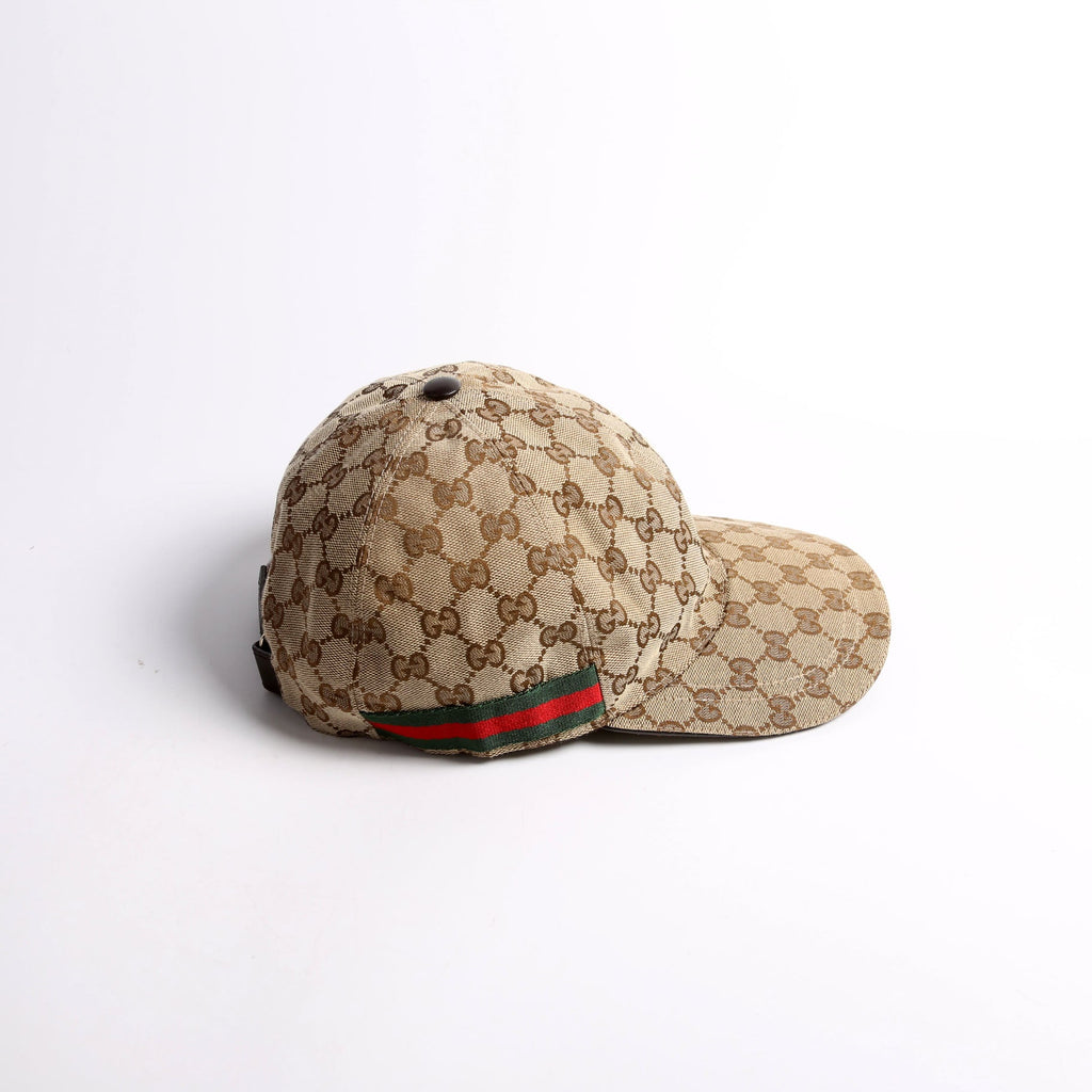 200035 GG Canvas Web Cap Hat Size XL Tan