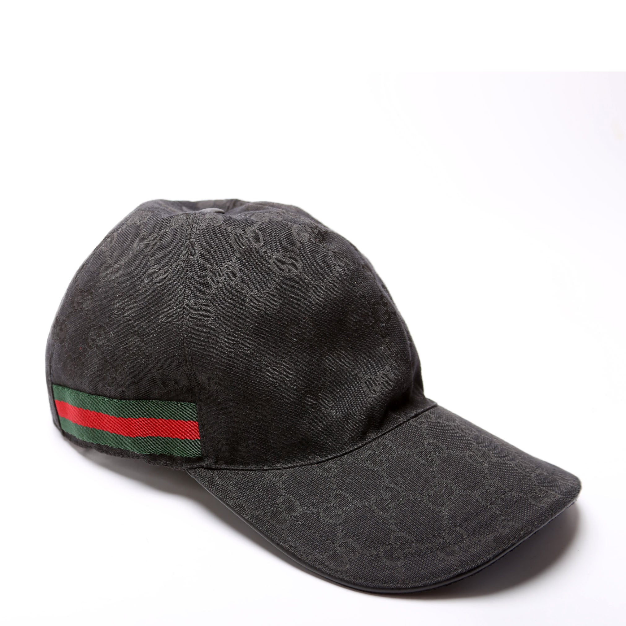 200035 GG Canvas Web Cap Hat Size Large Black
