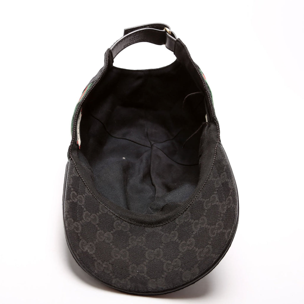 200035 GG Canvas Web Cap Hat Size Large Black