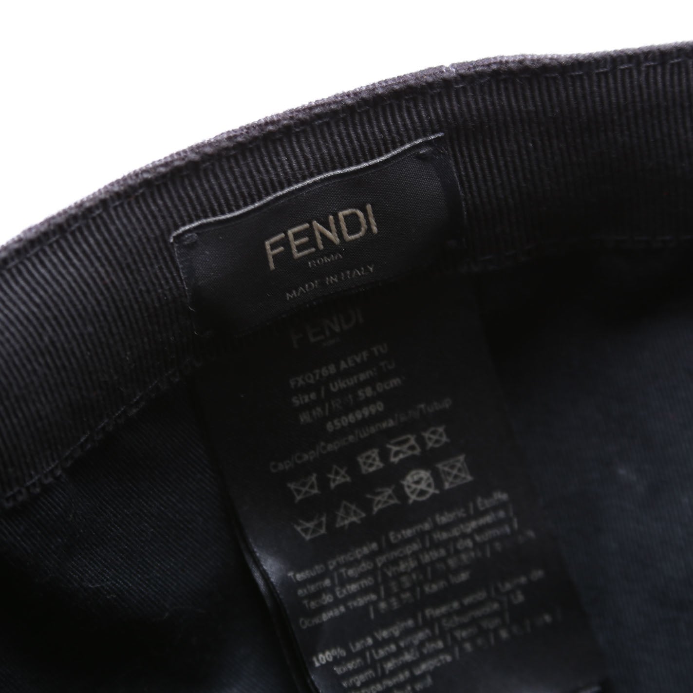 FXQ768 Wool FF Zucca Cap Hat Size 58 Black/Brown
