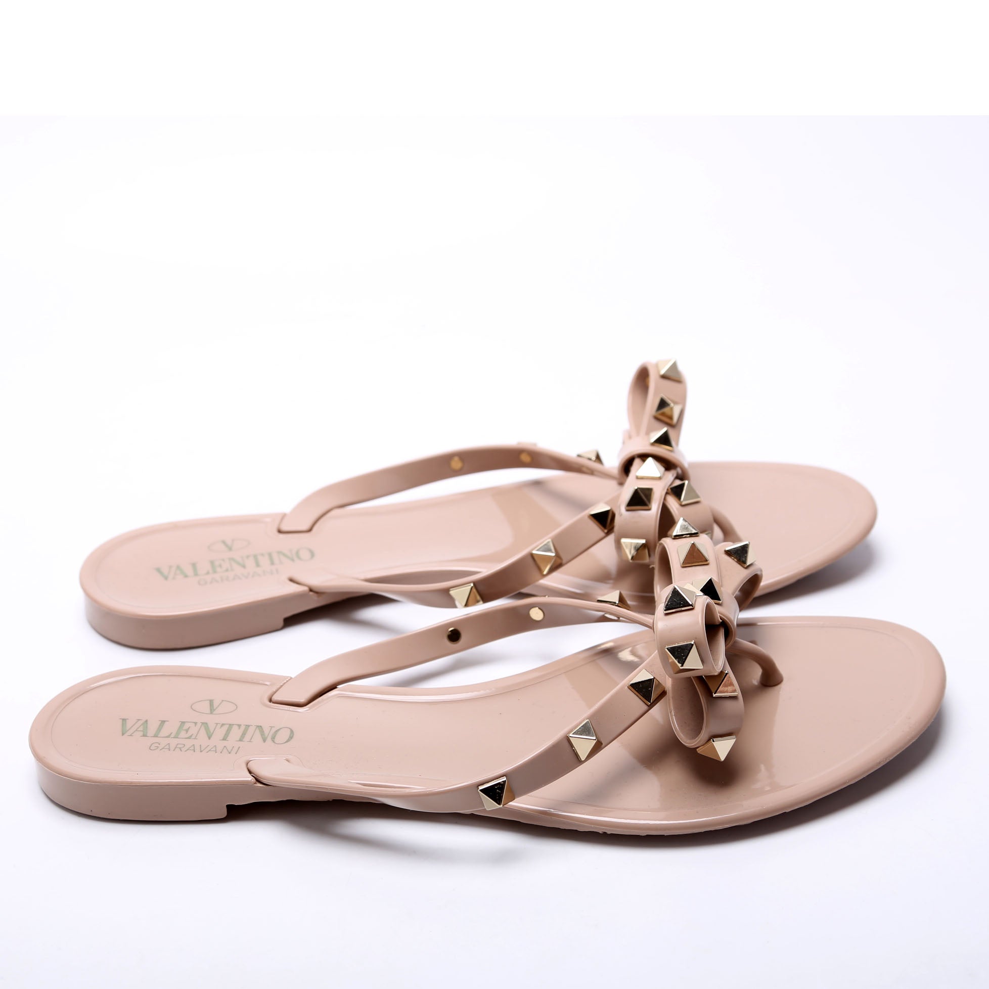 Rockstud Jelly Flip Flops Size 38 Beige