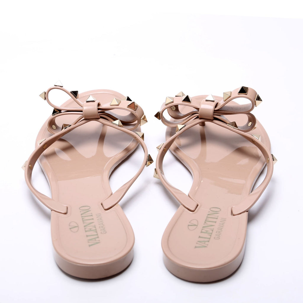 Rockstud Jelly Flip Flops Size 38 Beige