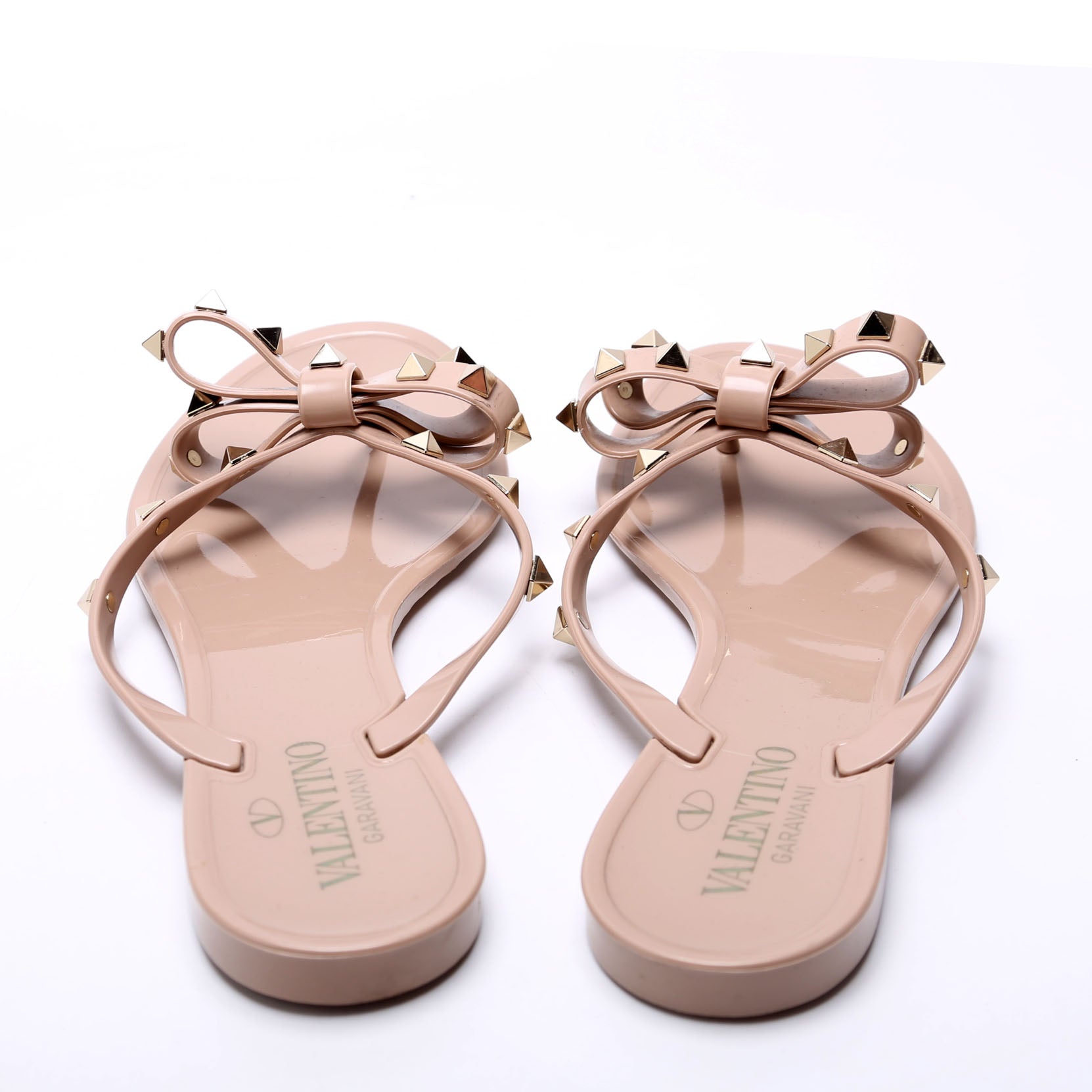 Rockstud Jelly Flip Flops Size 38 Beige