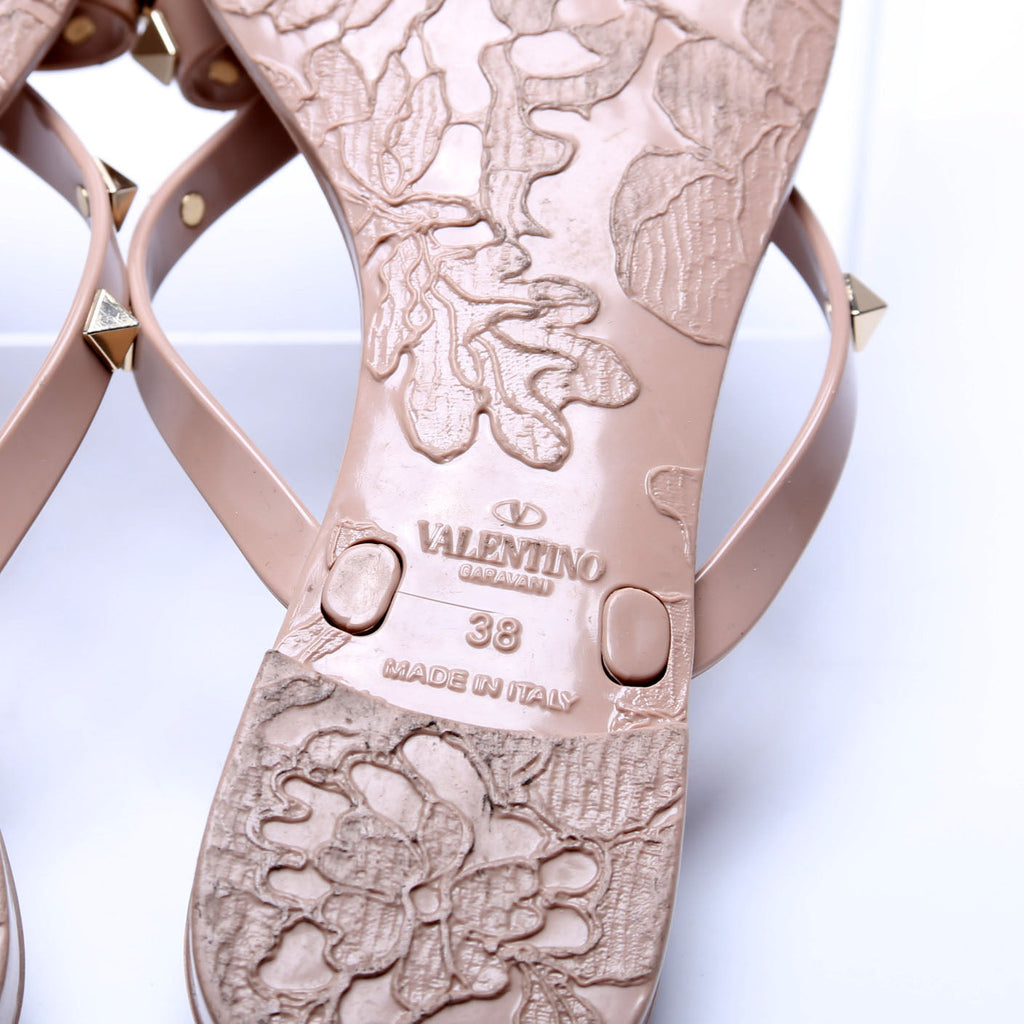 Rockstud Jelly Flip Flops Size 38 Beige