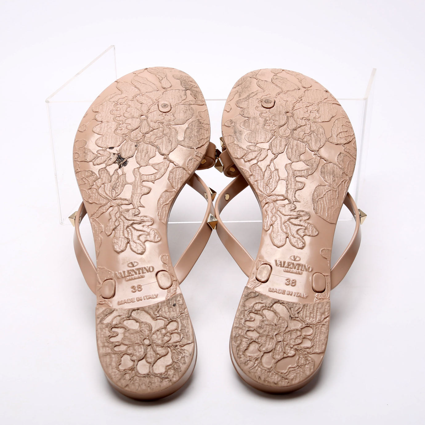 Rockstud Jelly Flip Flops Size 38 Beige