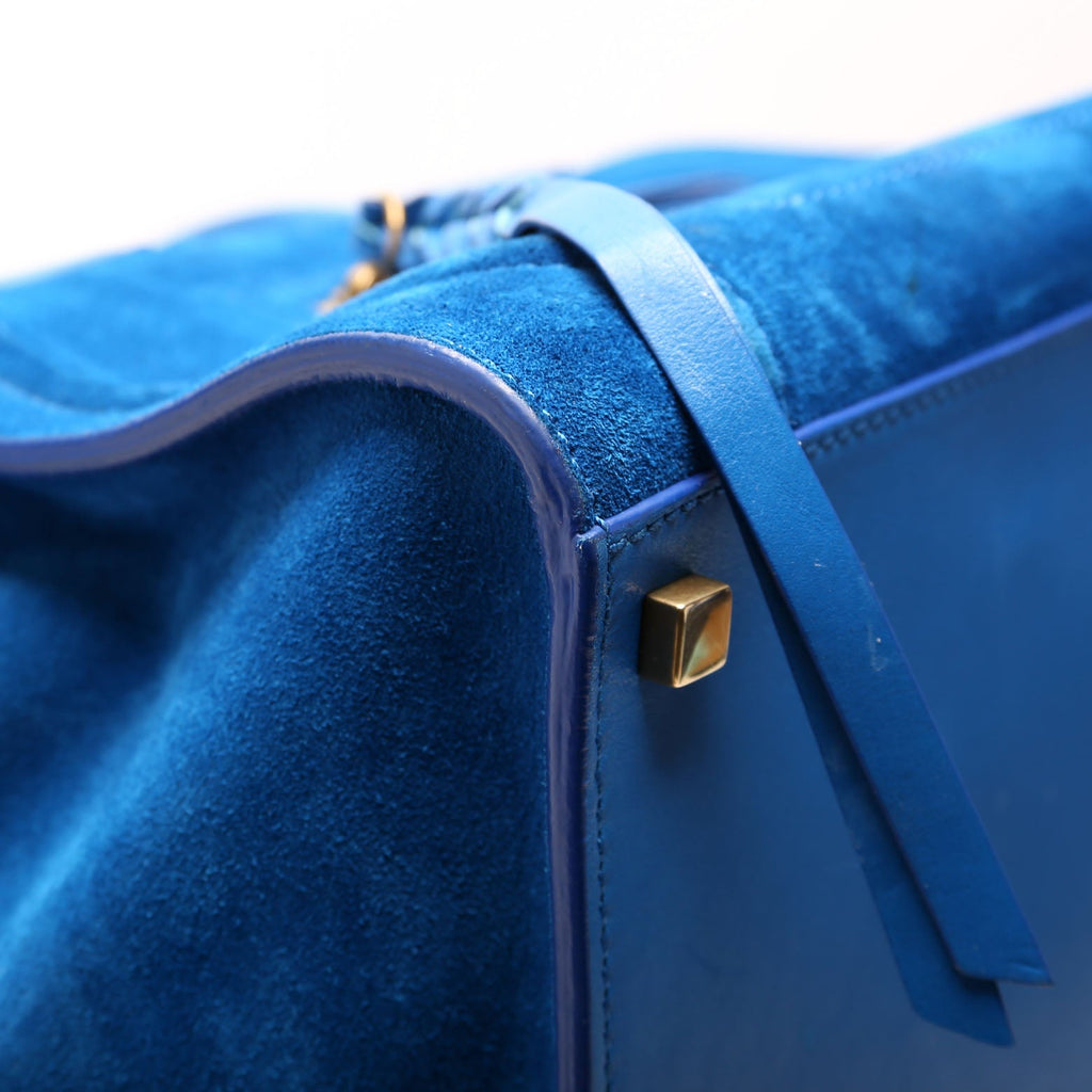 Suede Luggage Bag Blue