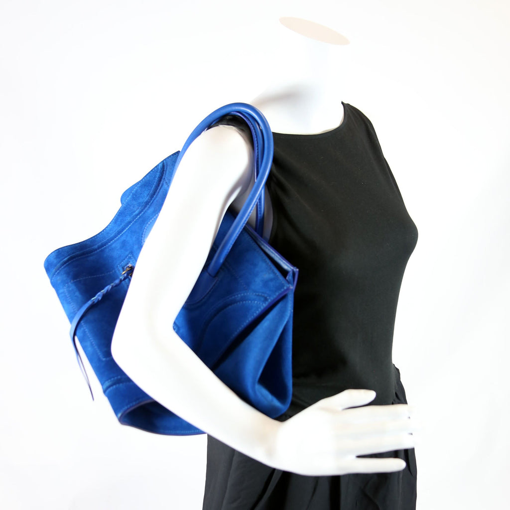 Suede Luggage Bag Blue