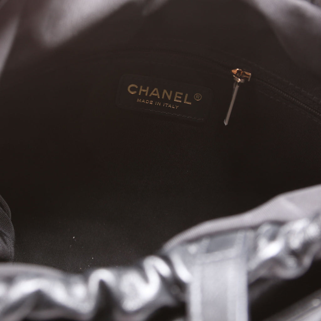 Drawstring Shopping Bag Small Lambskin 28M Black