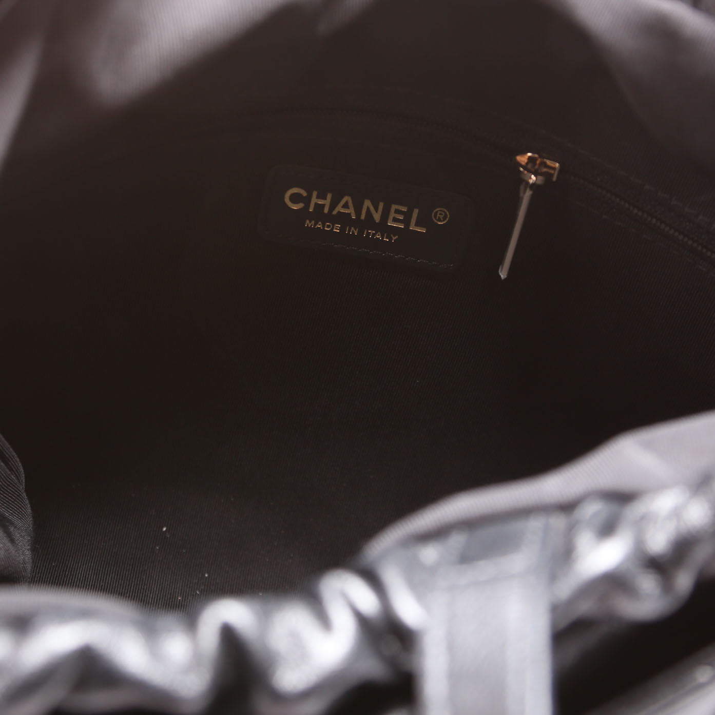 Drawstring Shopping Bag Small Lambskin 28M Black
