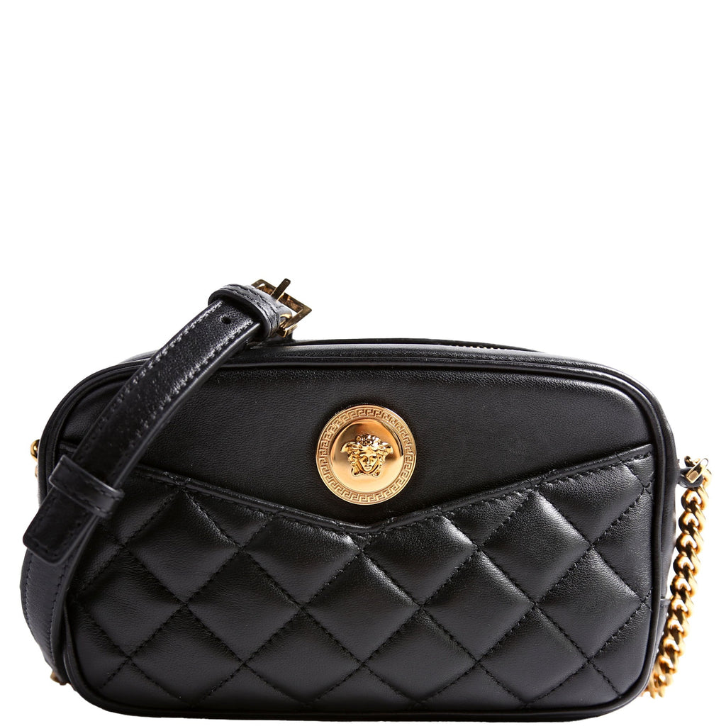 La Medusa Quilted Leather Small Camera Bag Black