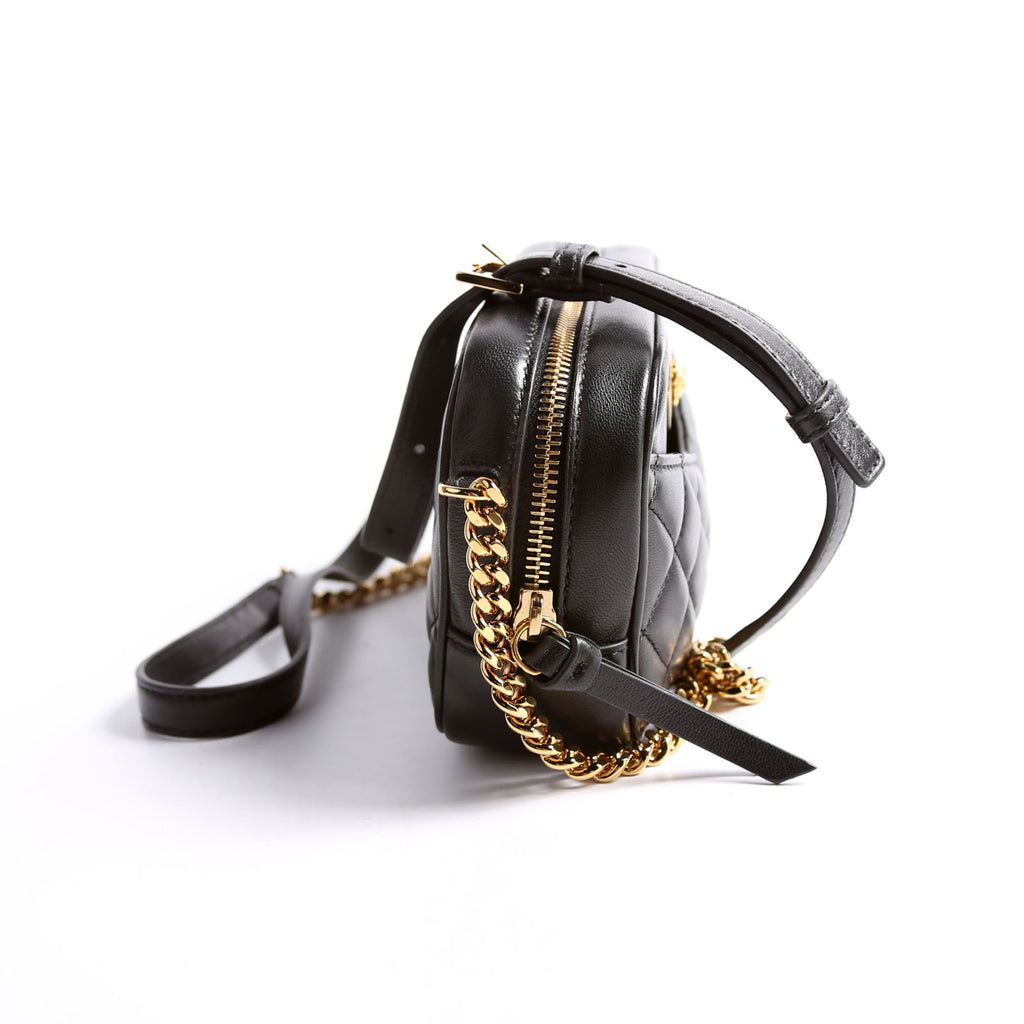La Medusa Quilted Leather Small Camera Bag Black