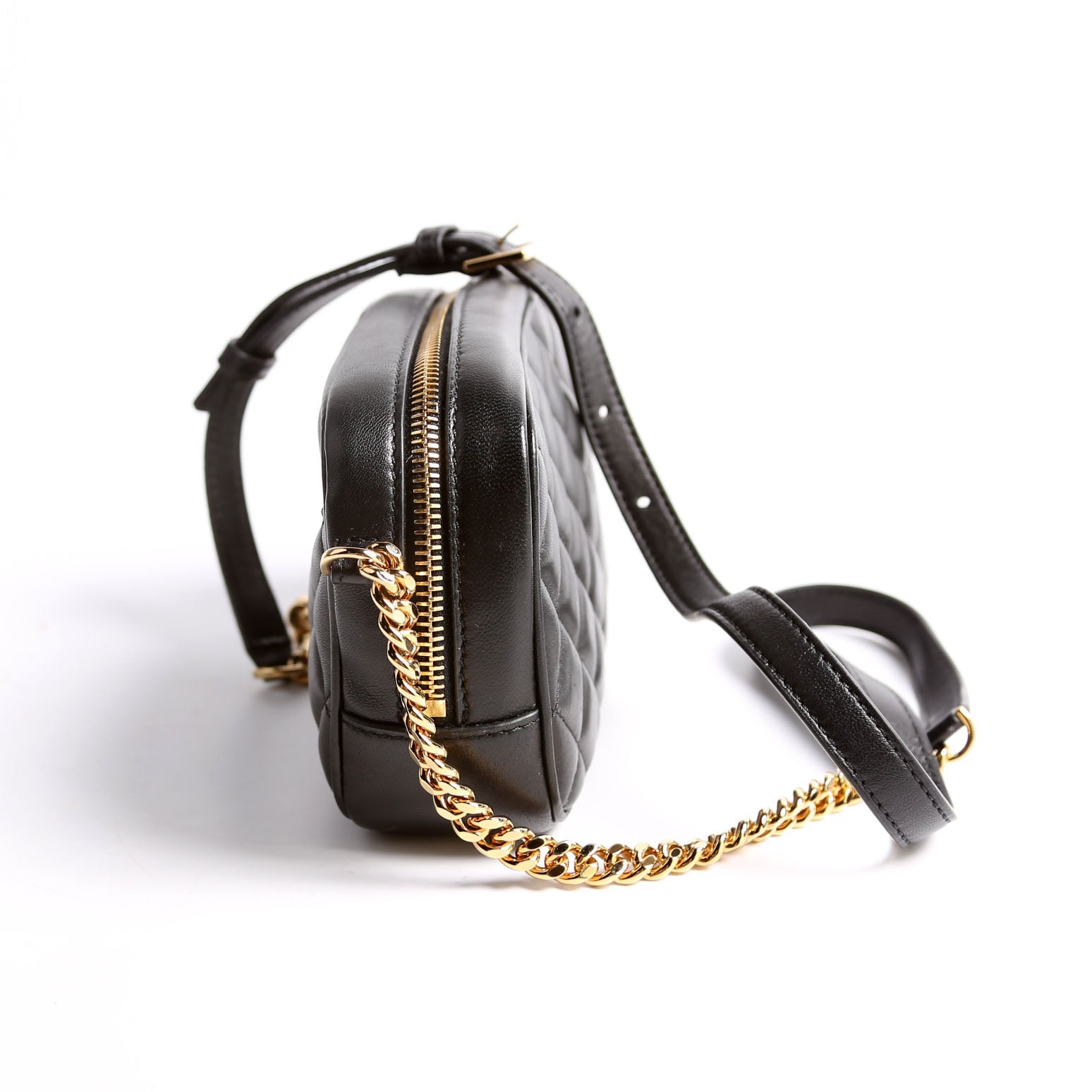 La Medusa Quilted Leather Small Camera Bag Black