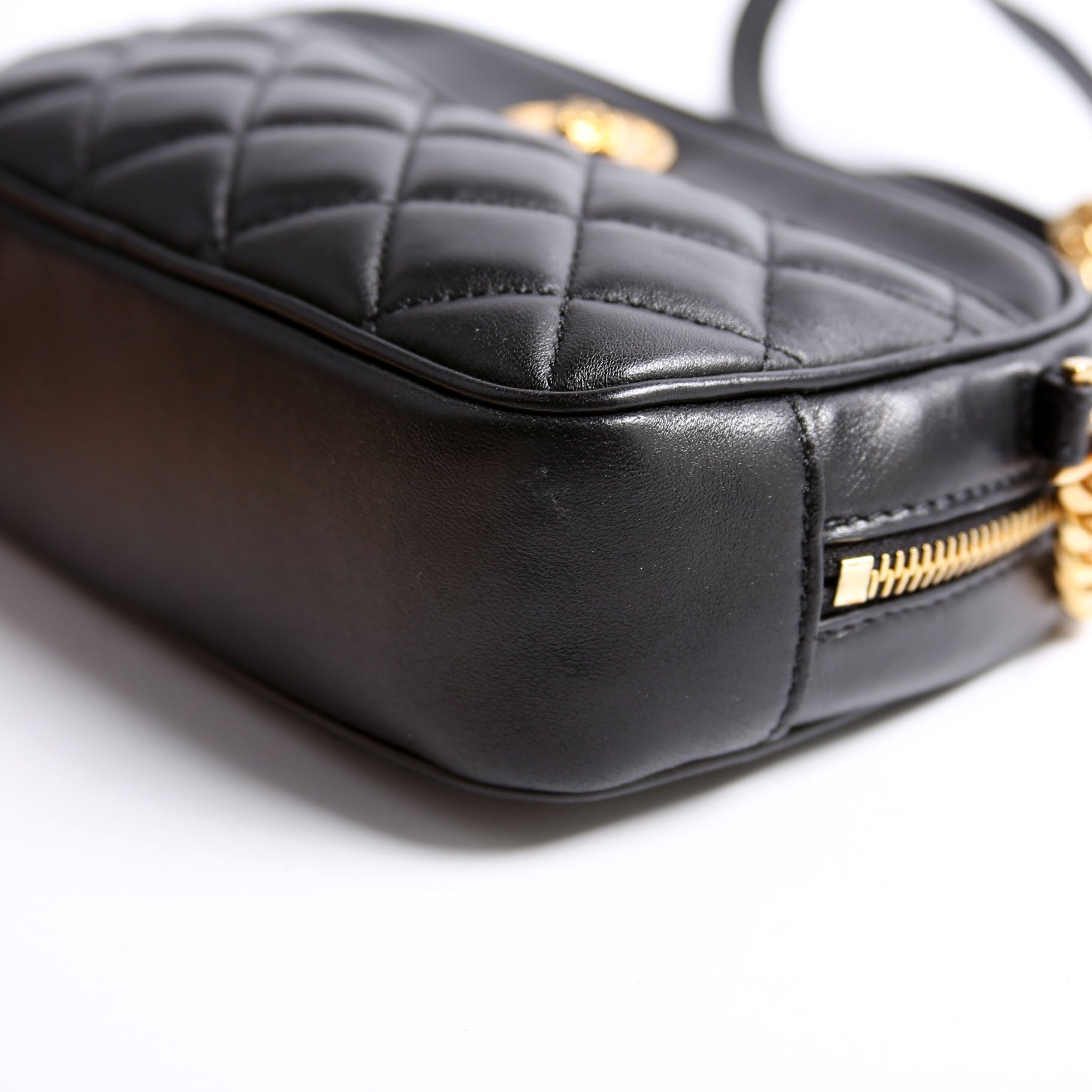 La Medusa Quilted Leather Small Camera Bag Black