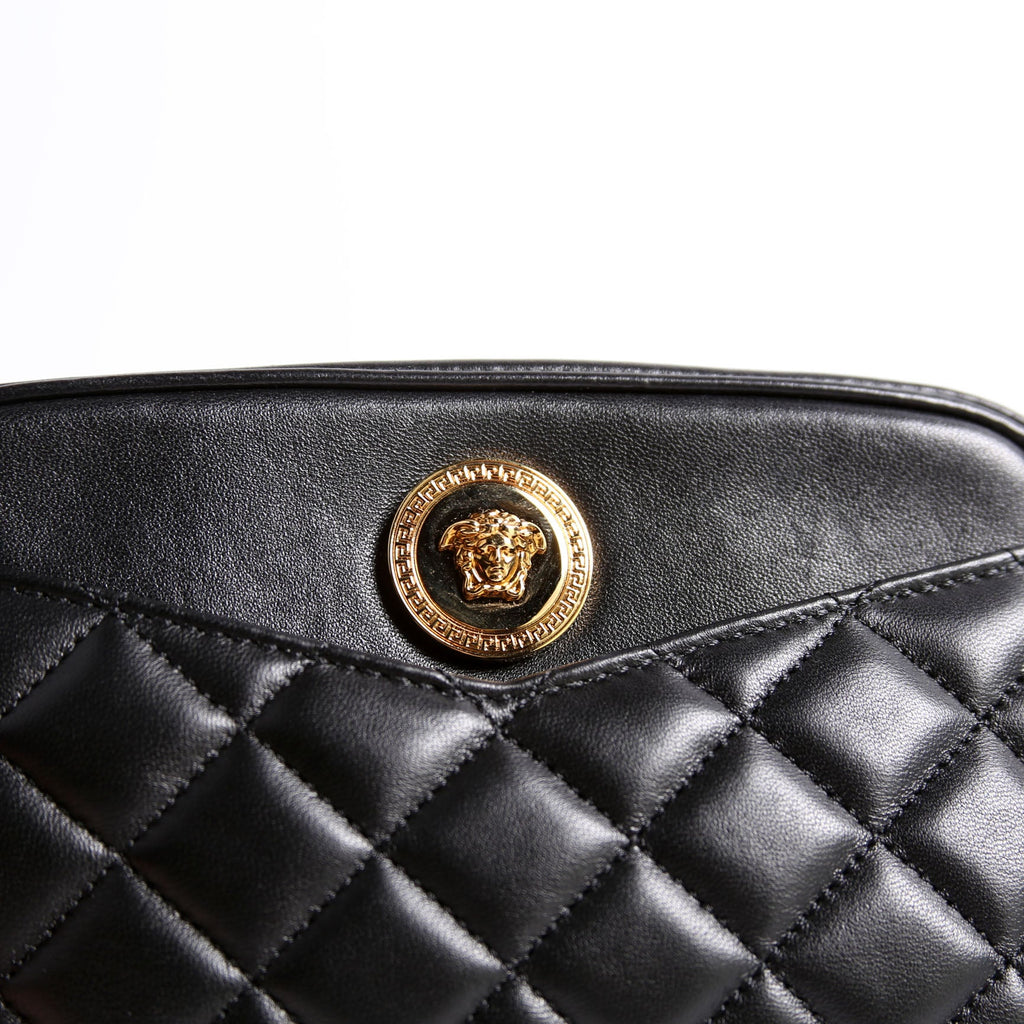 La Medusa Quilted Leather Small Camera Bag Black