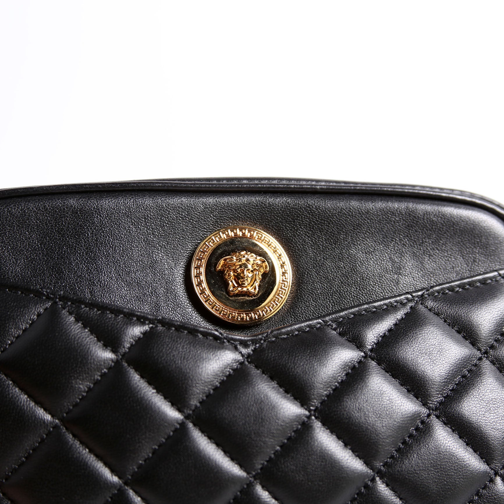 La Medusa Quilted Leather Small Camera Bag Black