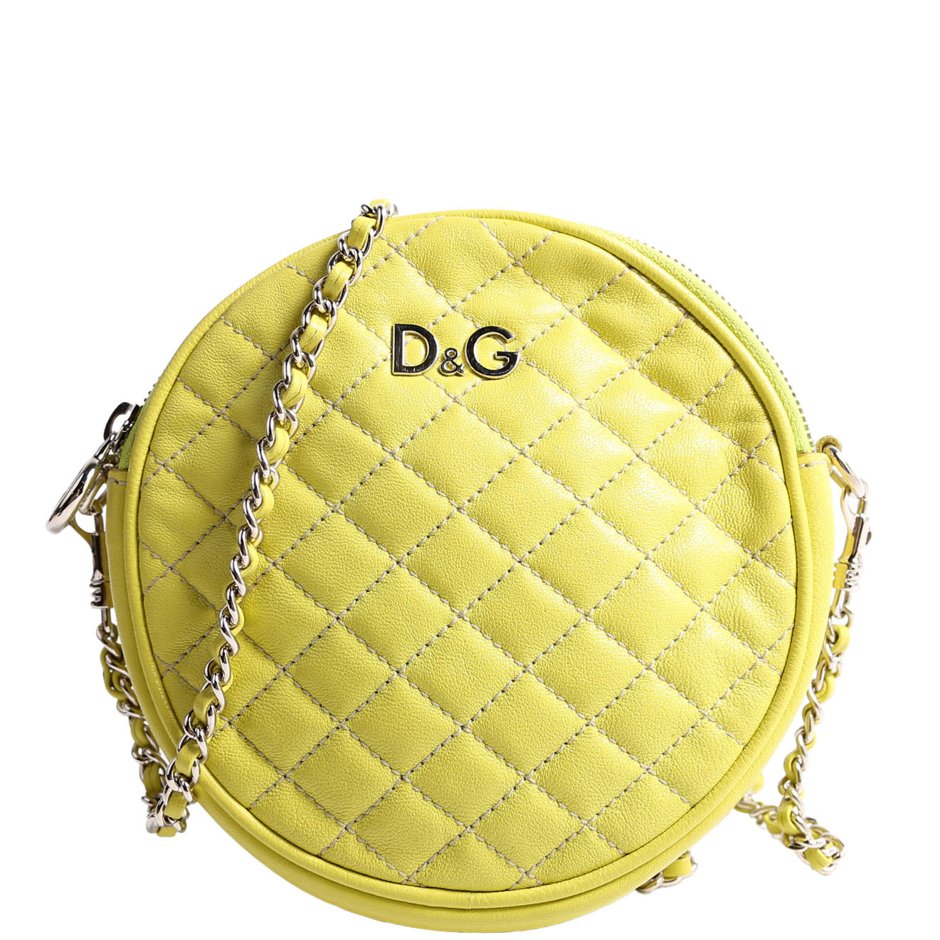 D&G Round Quilted Crossbody Lime Green