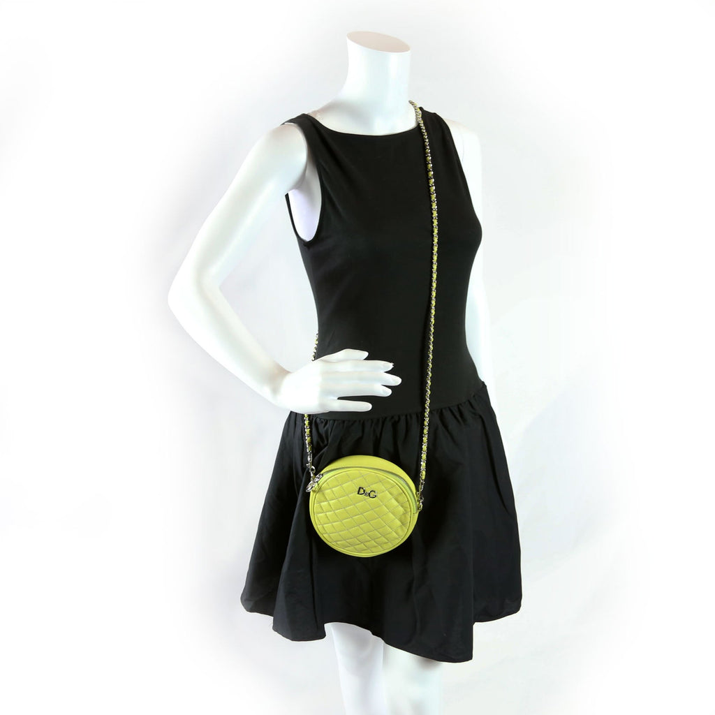 D&G Round Quilted Crossbody Lime Green