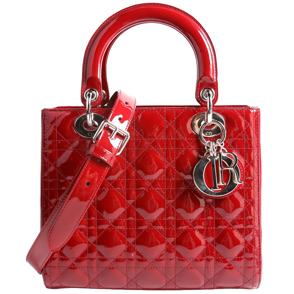 Lady Dior Medium Patent Red