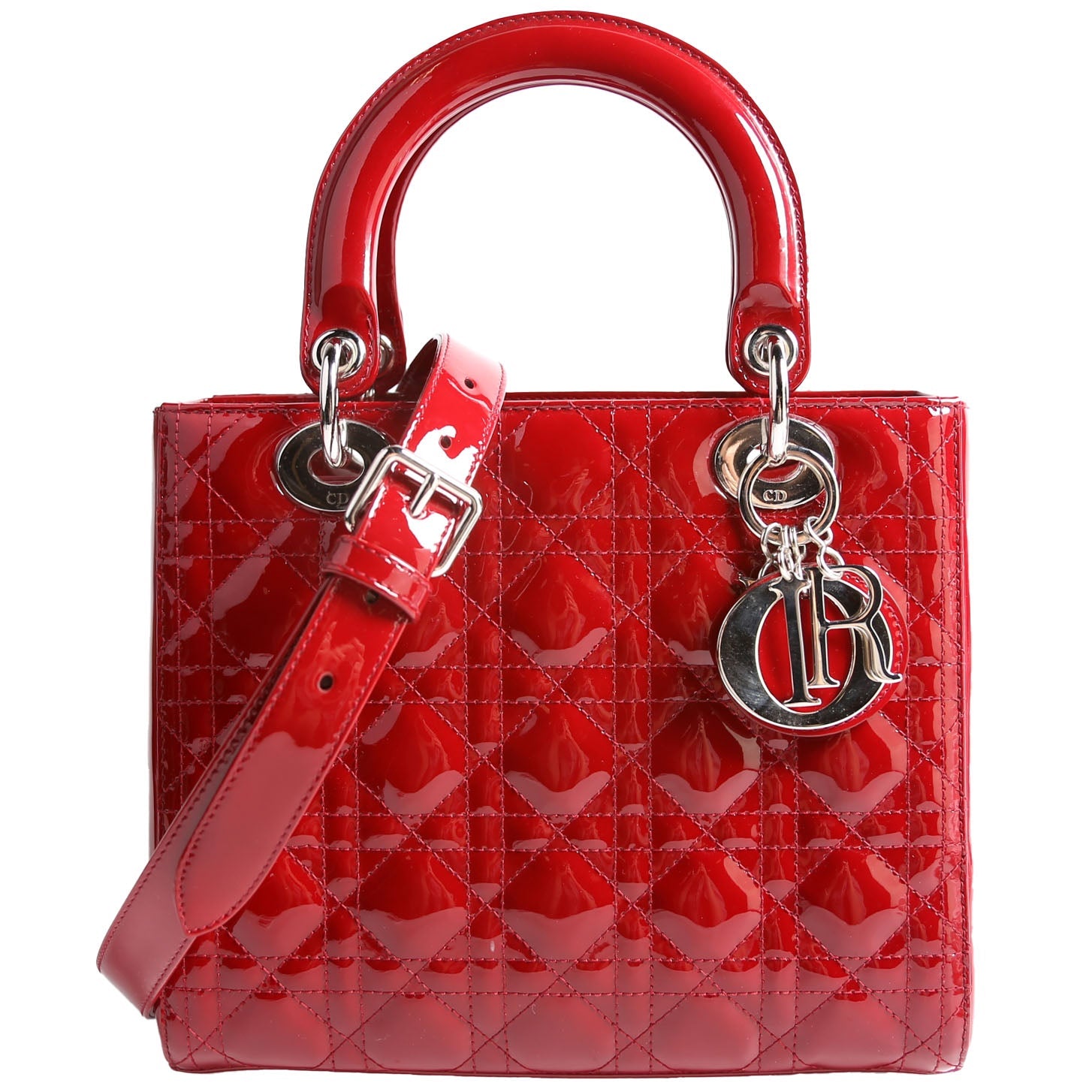 Lady Dior Medium Patent Red
