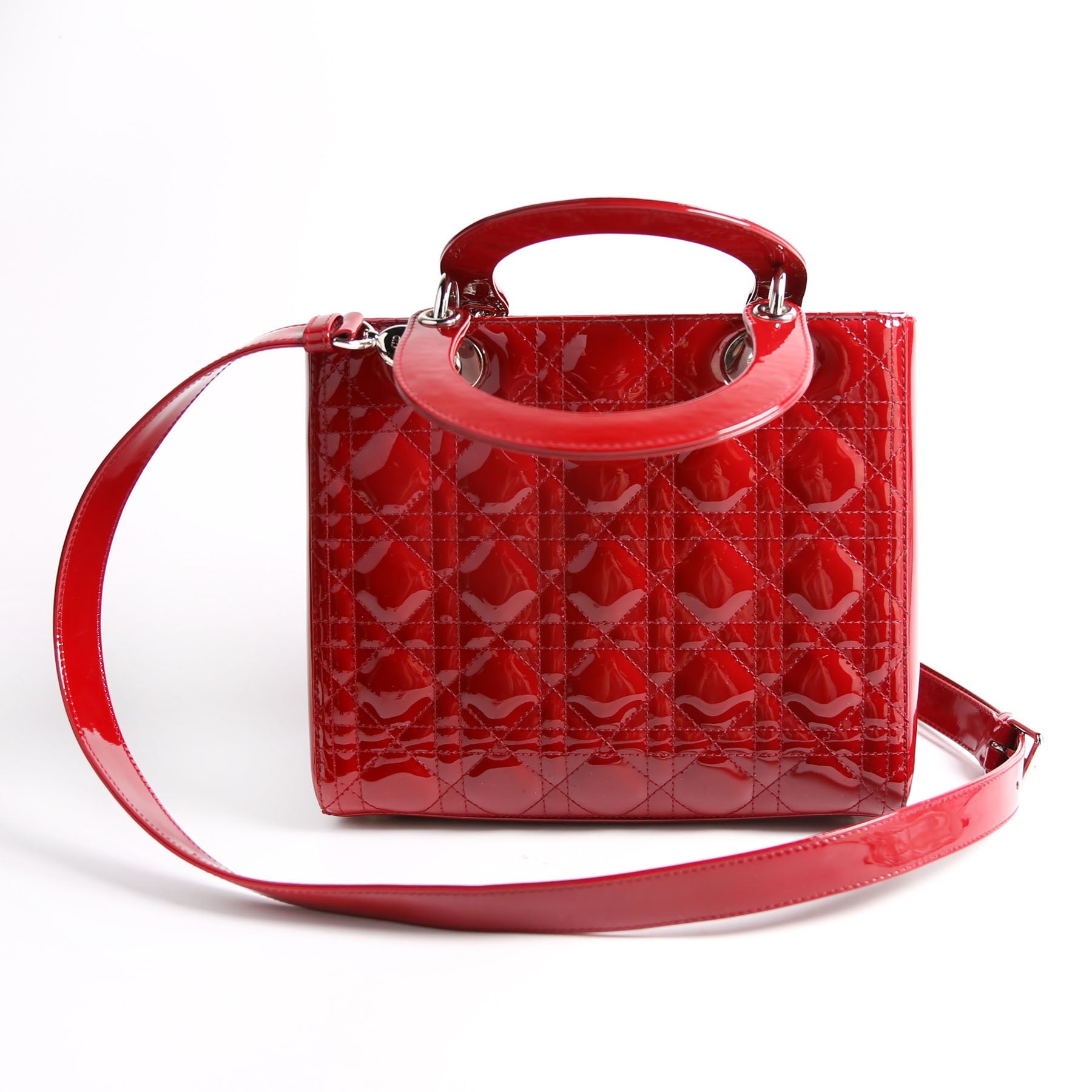 Lady Dior Medium Patent Red