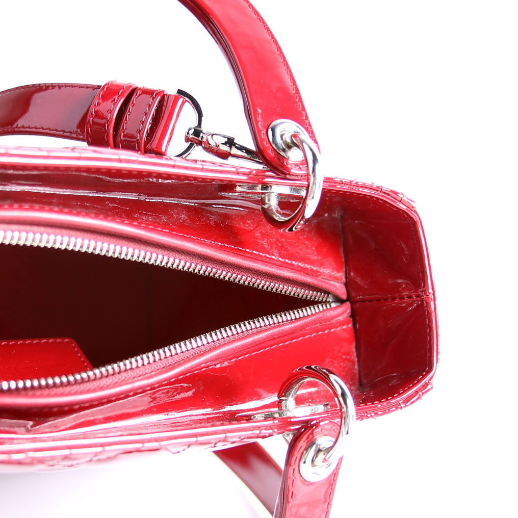 Lady Dior Medium Patent Red