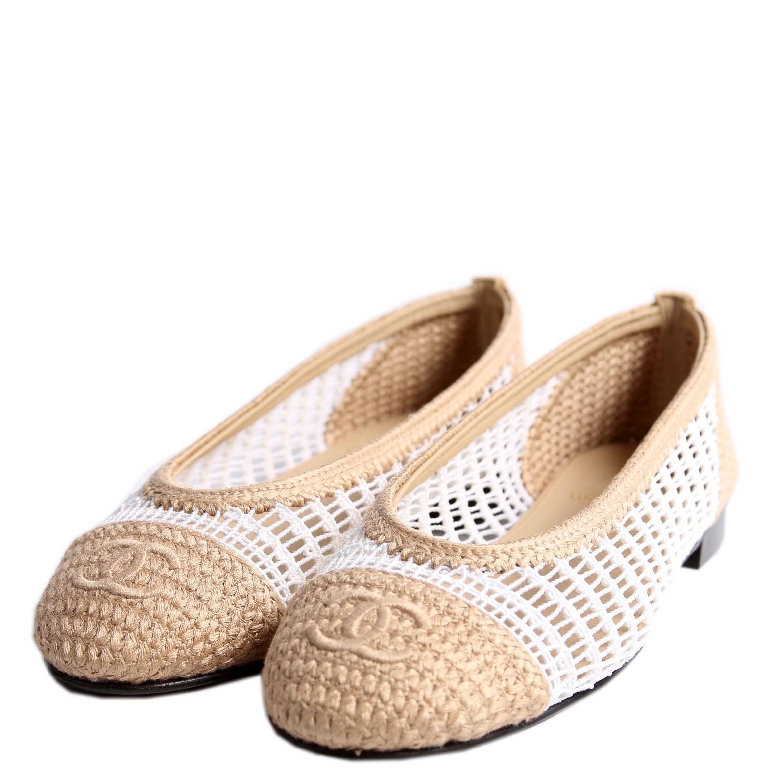 CC Cap Toe Ballet Flats Size 36.5 White/Beige