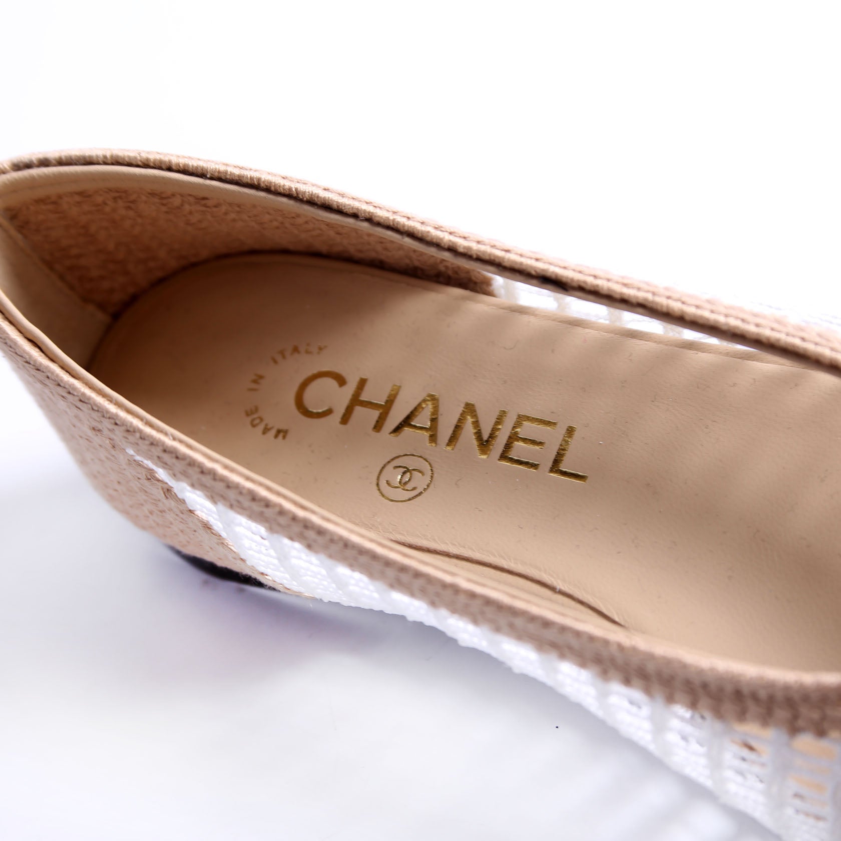 CC Cap Toe Ballet Flats Size 36.5 White/Beige