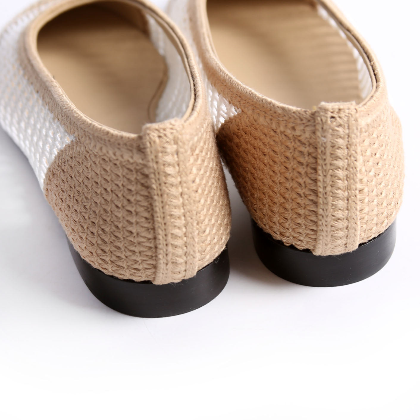 CC Cap Toe Ballet Flats Size 36.5 White/Beige