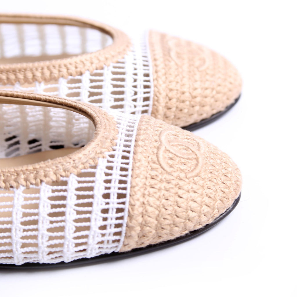 CC Cap Toe Ballet Flats Size 36.5 White/Beige