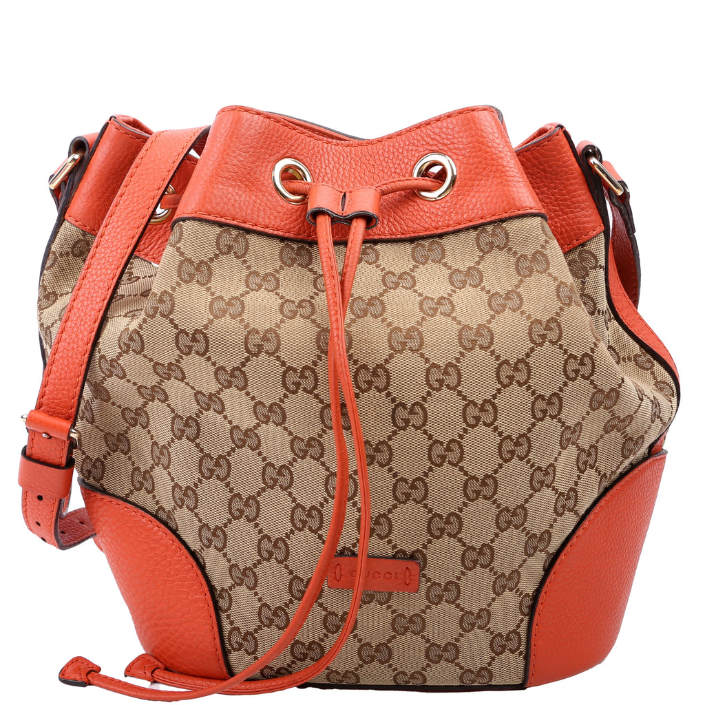 Gucci 388703 GG Canvas Drawstring Bucket Orange