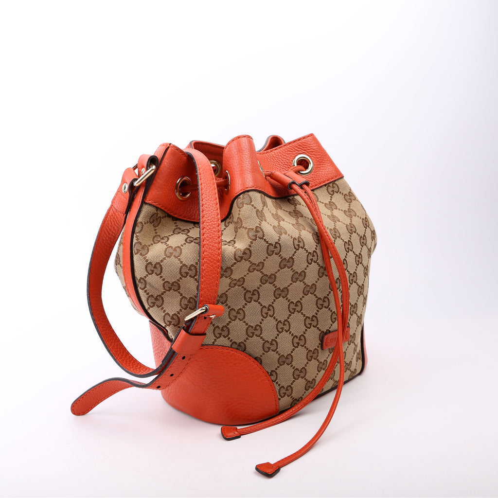 Gucci 388703 GG Canvas Drawstring Bucket Orange