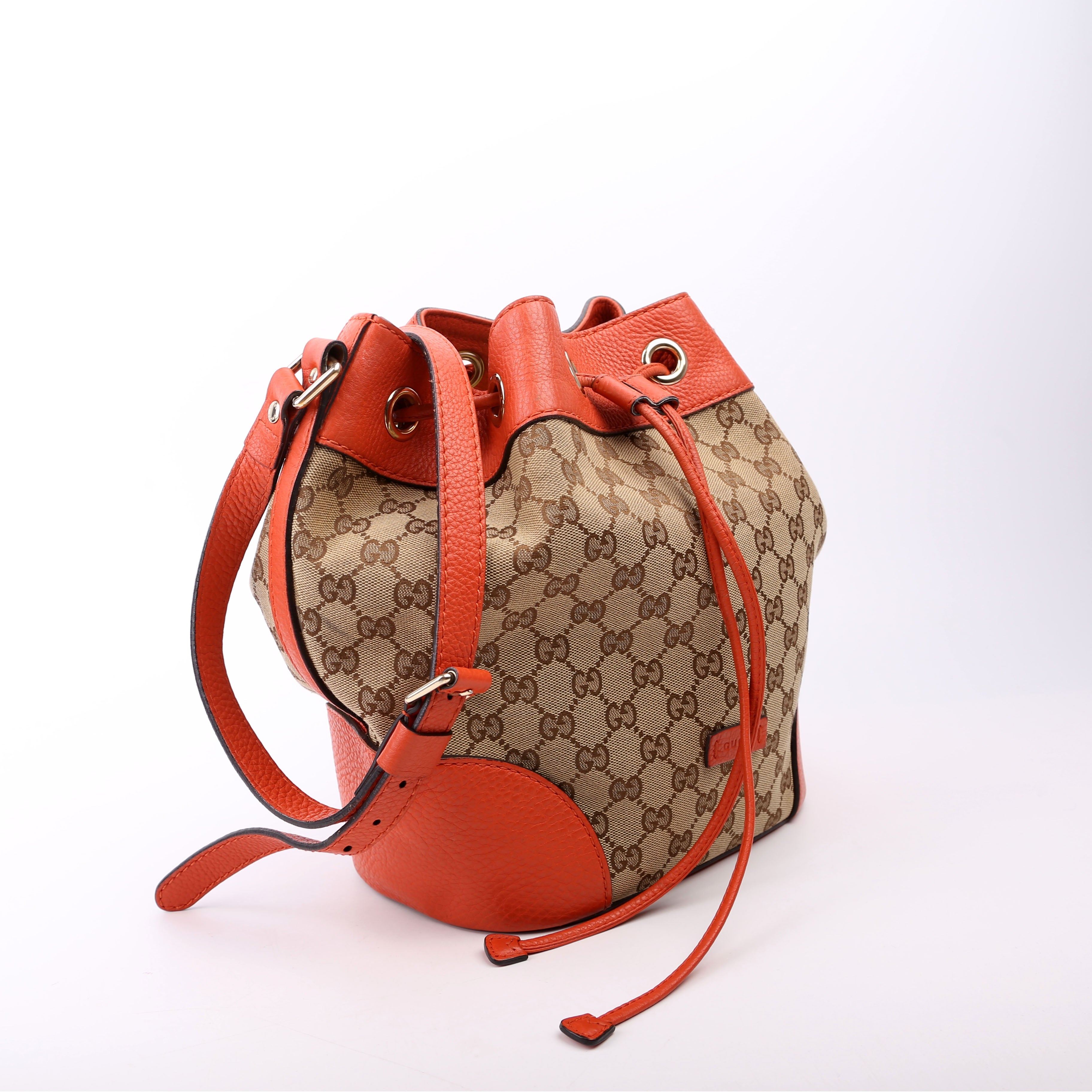 Gucci 388703 GG Canvas Drawstring Bucket Orange