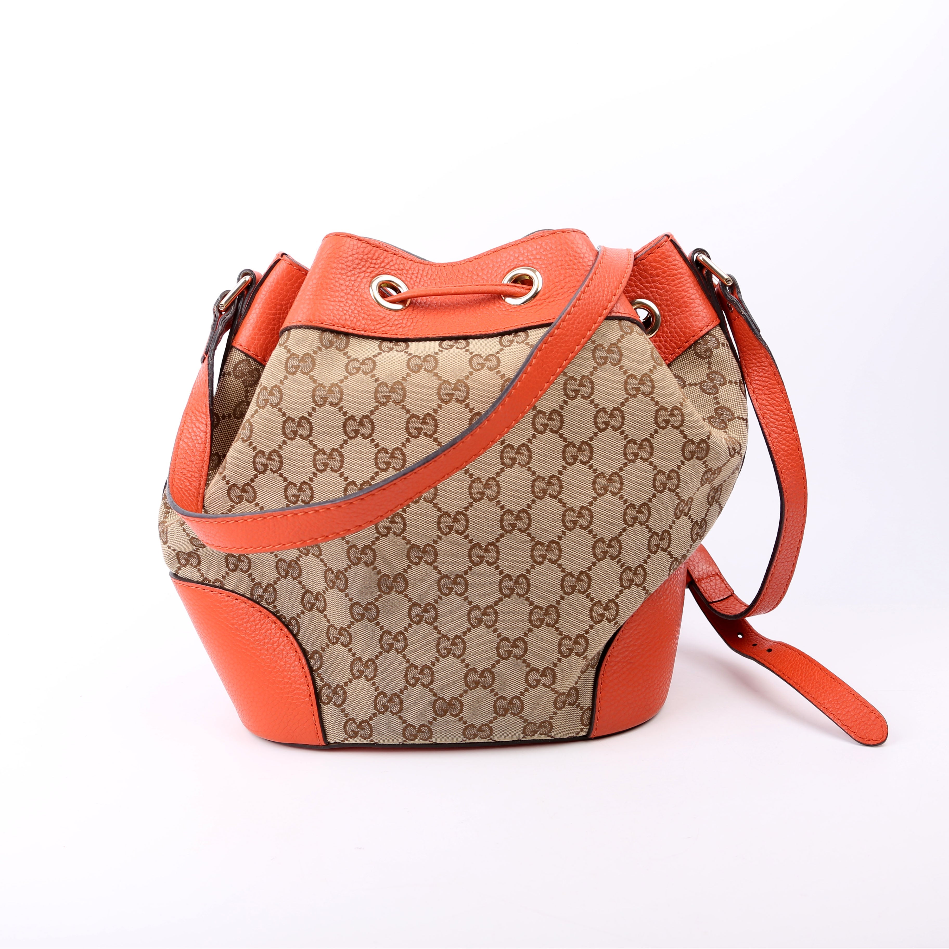 Gucci 388703 GG Canvas Drawstring Bucket Orange