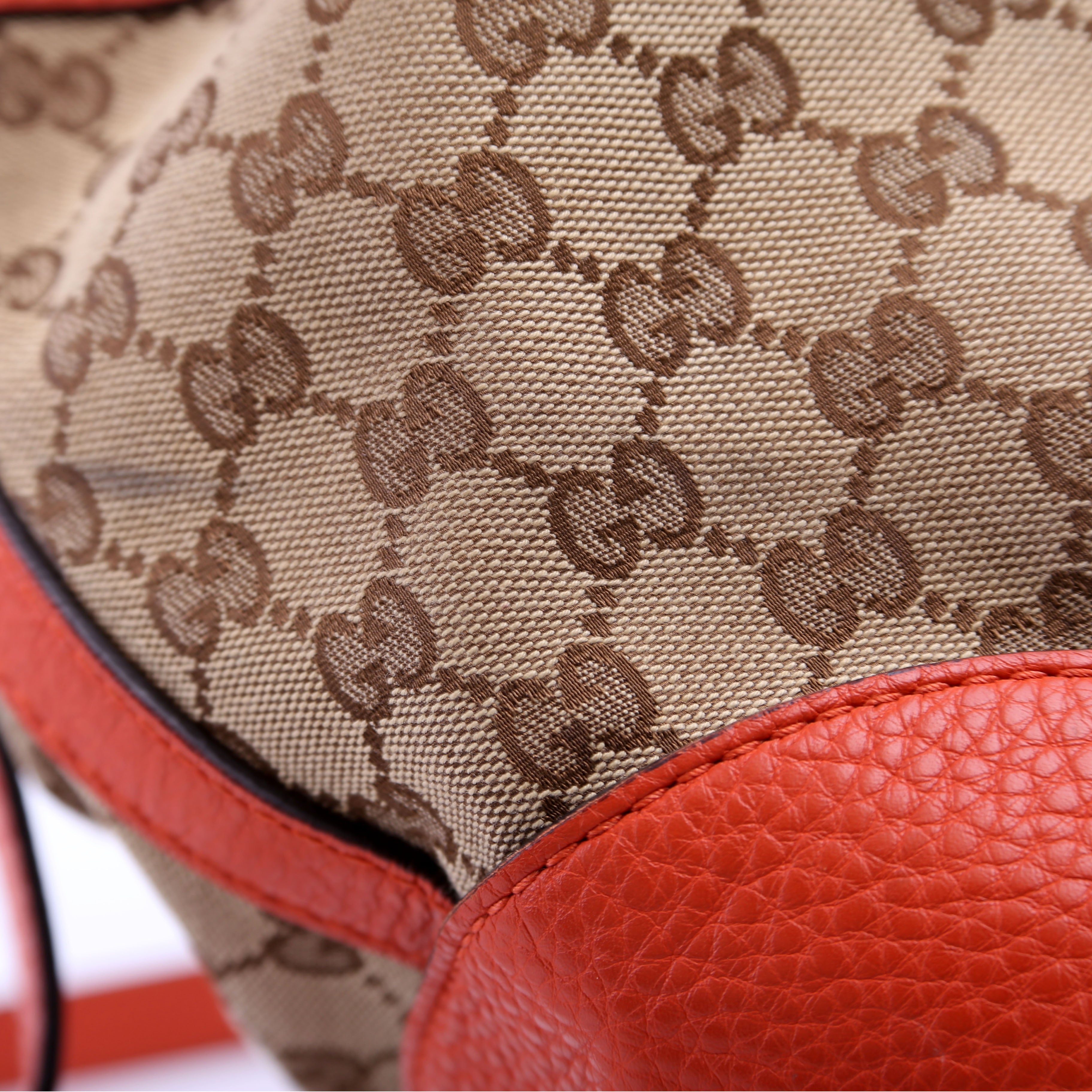 Gucci 388703 GG Canvas Drawstring Bucket Orange