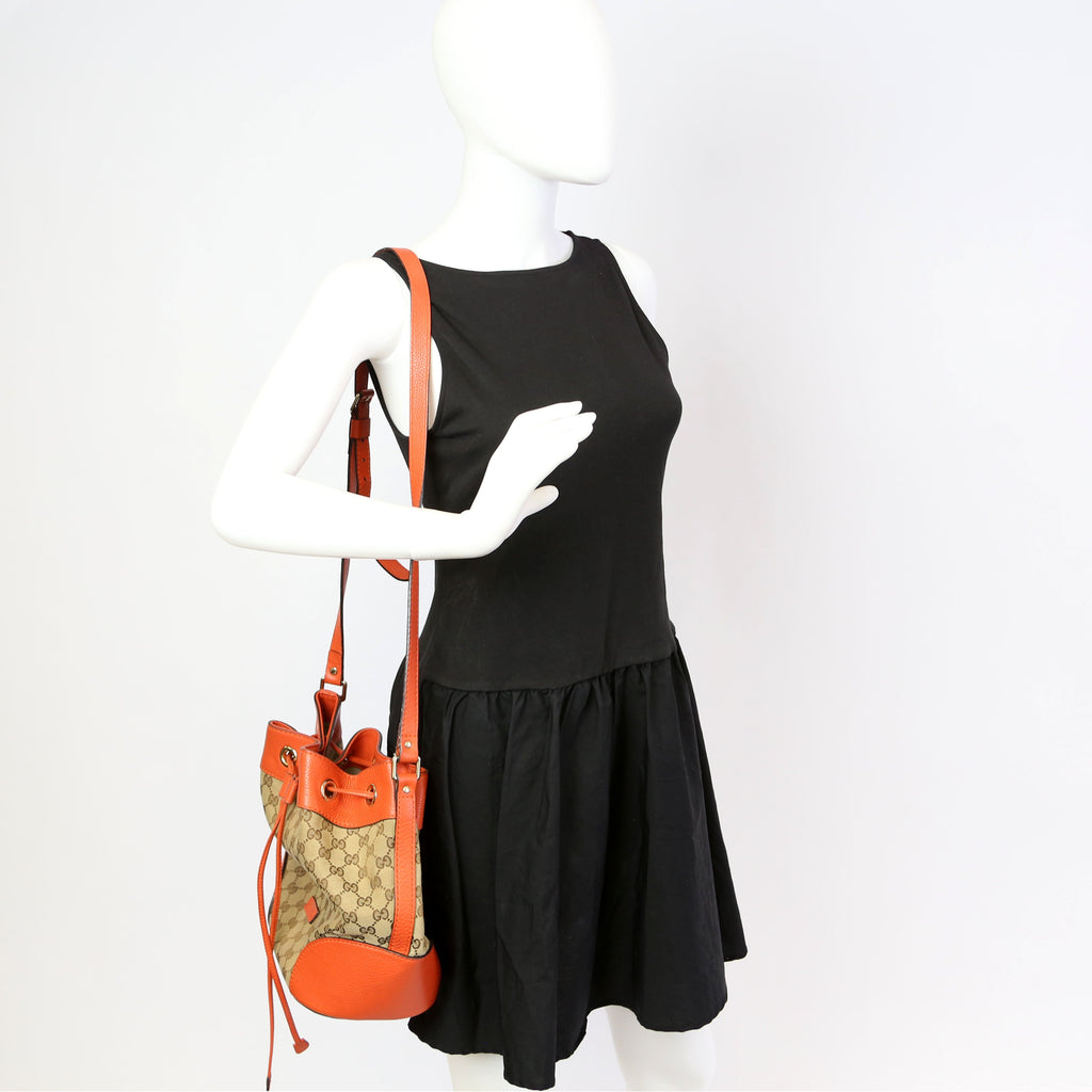 Gucci 388703 GG Canvas Drawstring Bucket Orange