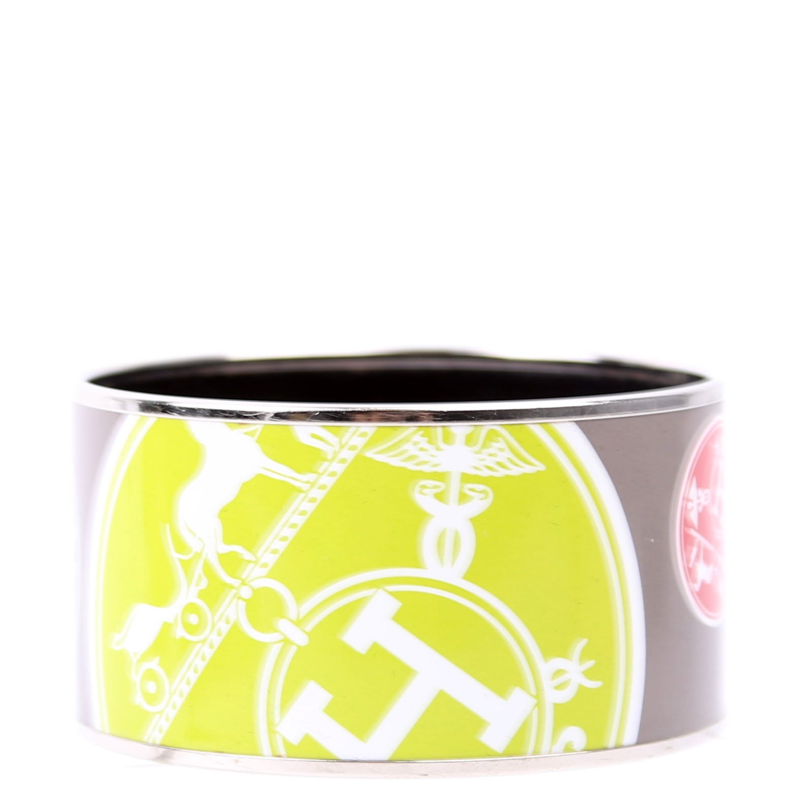 Hermes Printed Enamel Bangle Extra Wide Grey
