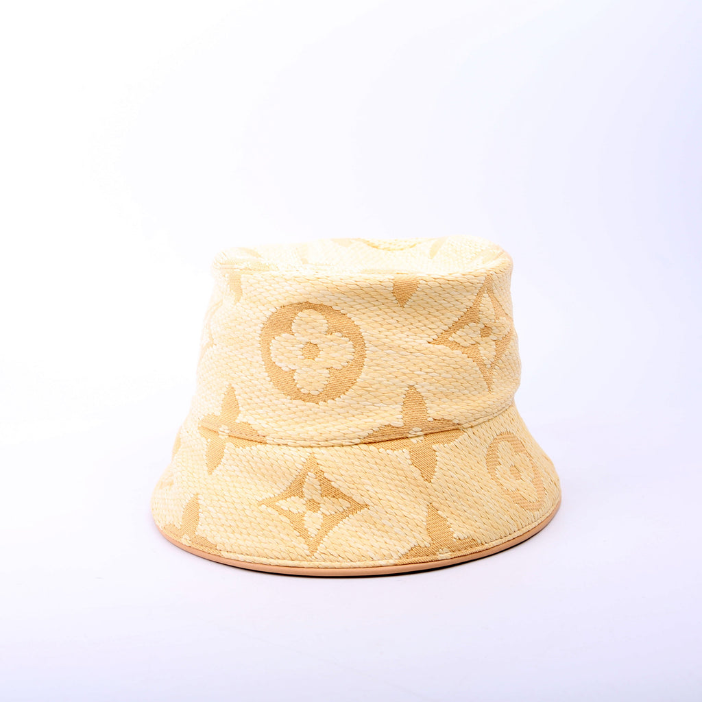 Beachview Bucket Hat Raffia/Calfskin Size Large