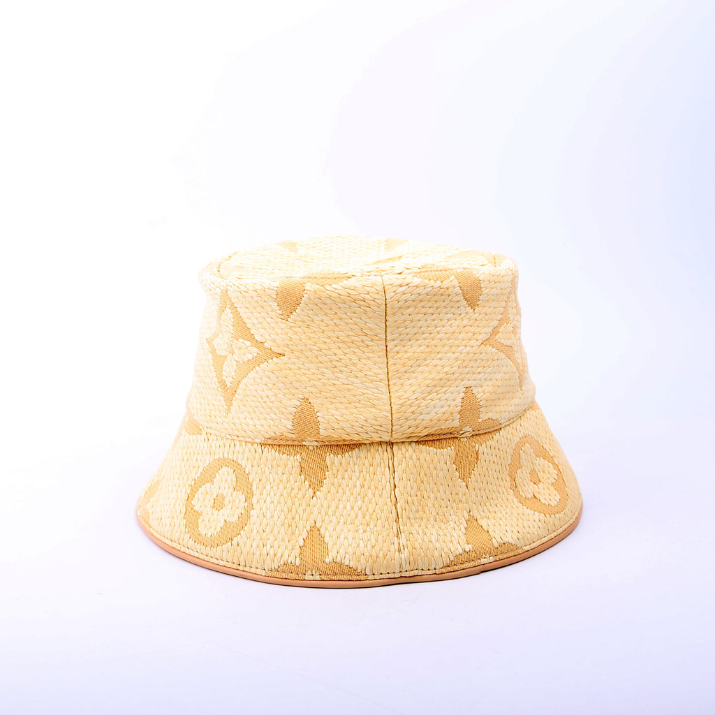 Beachview Bucket Hat Raffia/Calfskin Size Large